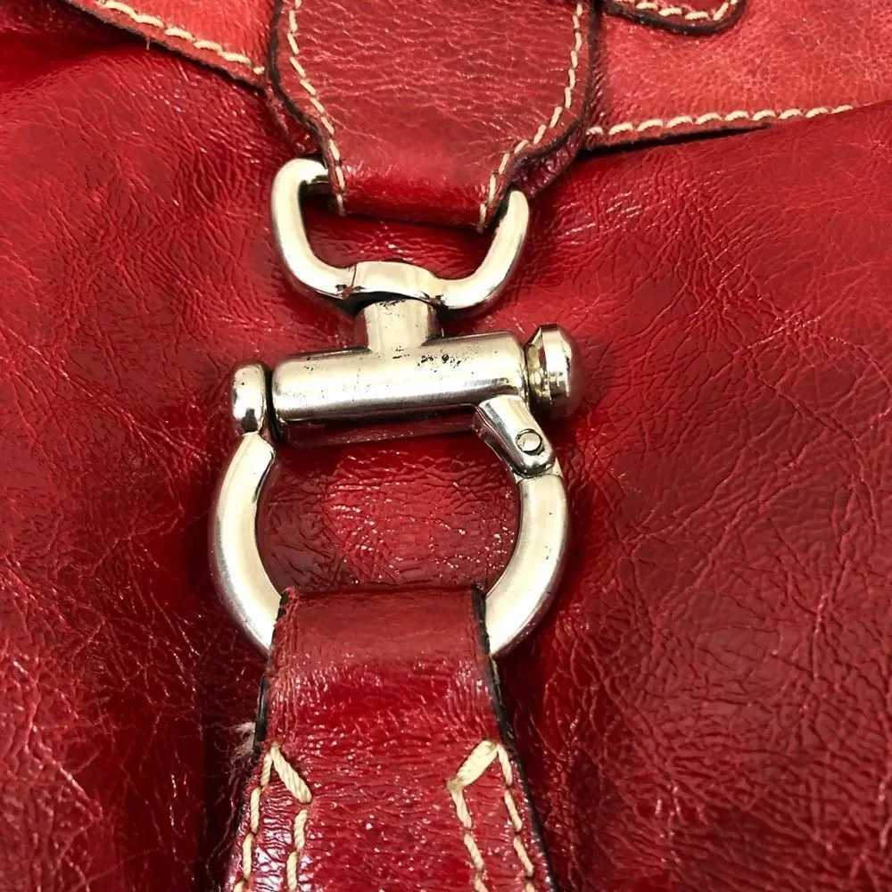 Abro Large Red Leather Italian Made Bag‎ Purse Tote